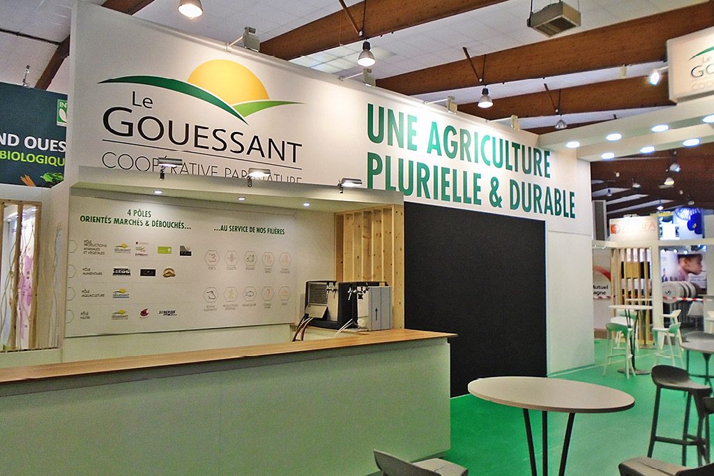 Un stand 150 m2 conçu par Bicub pour la présence de Le Gouessant sur le salon de SPACE 2018.