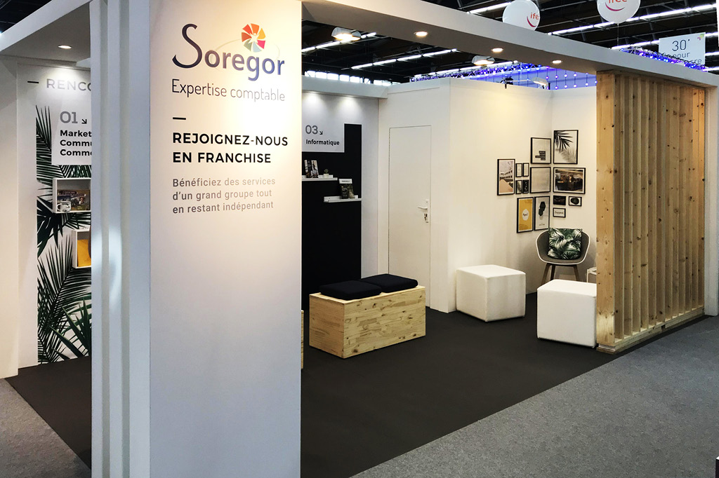 Création du stand de Soregor pour le congrès des experts comptables 2018.