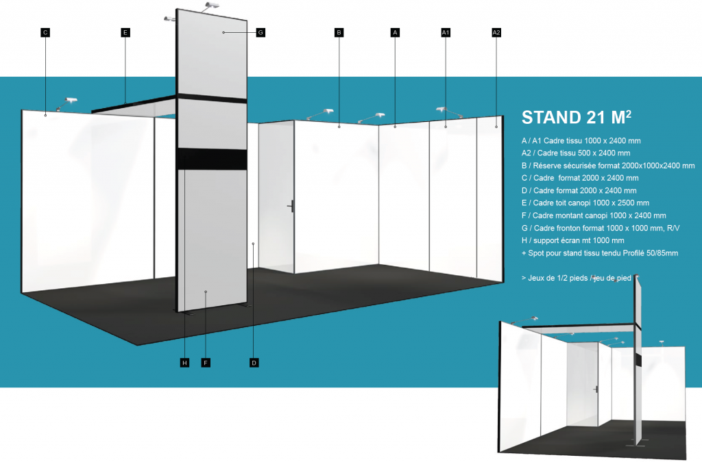 Vue 3D de la structure du stand