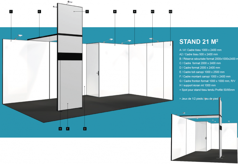 Vue 3D de la structure du stand