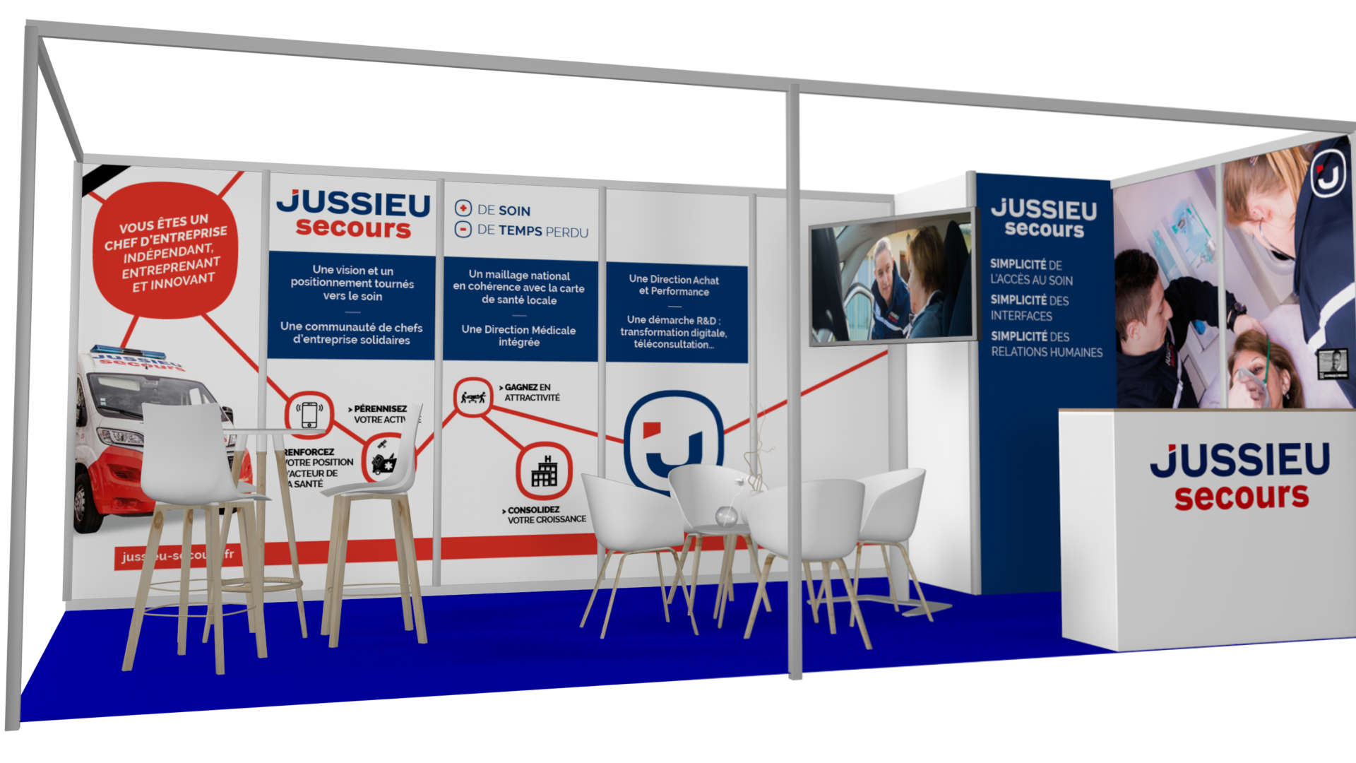 L’habillage d’un stand pour le service national d’ambulances Jussieu