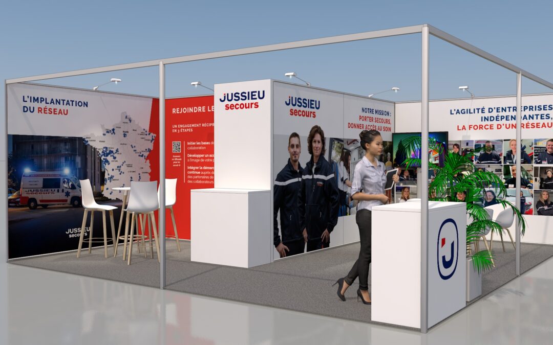 L’HABILLAGE D’UN STAND POUR LE SERVICE NATIONAL D’AMBULANCES JUSSIEU