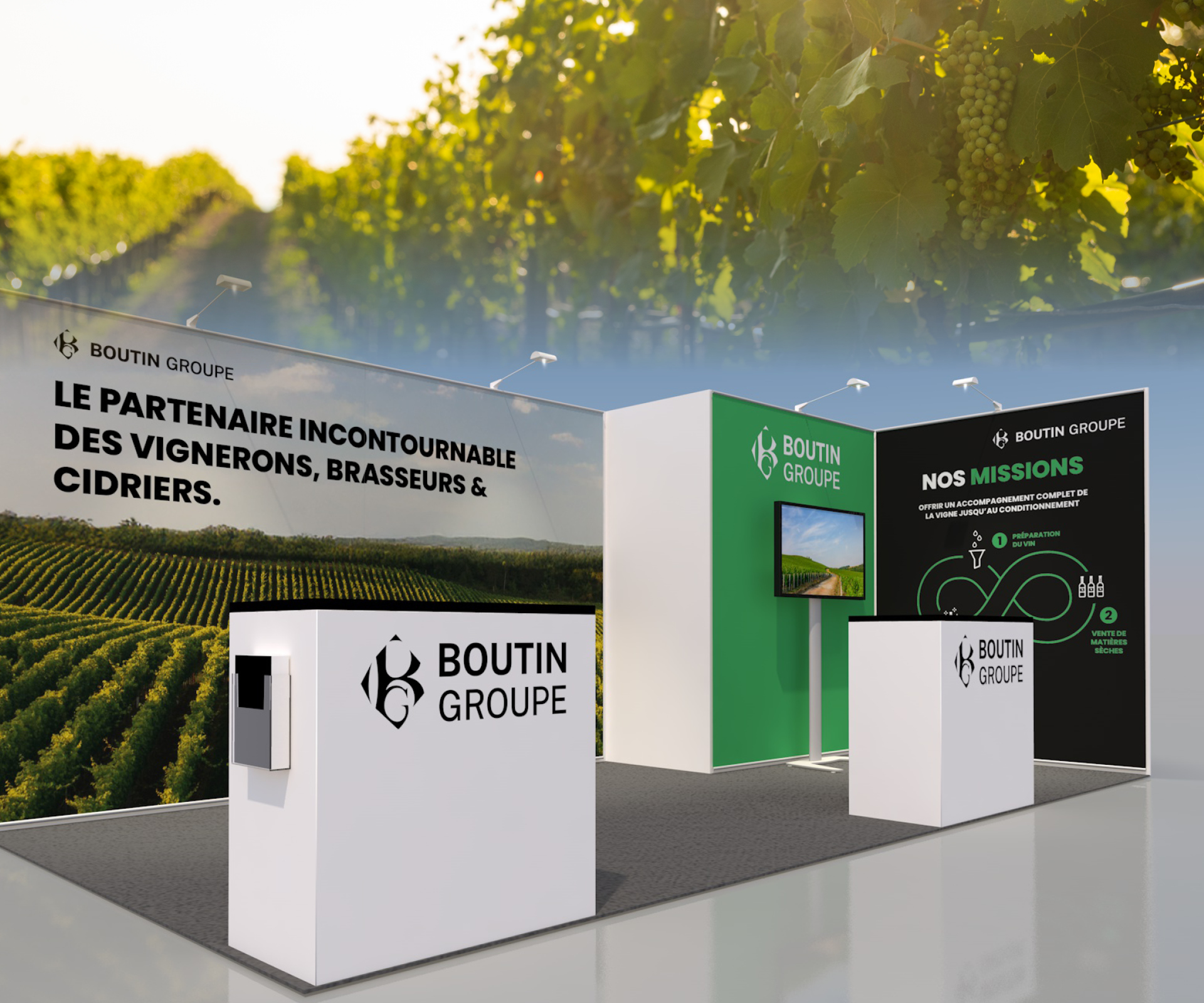 HABILLAGE STAND SALON : UNE CONCEPTION SUR MESURE POUR BOUTIN GROUPE AU SIVAL 2025